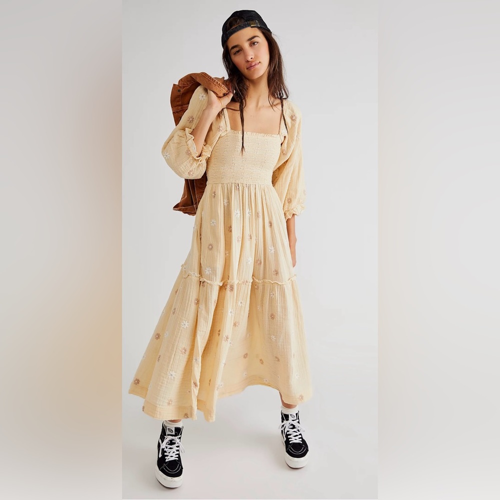 Free People - Dahlia Embroidered Maxi Dress in color Island Pearl